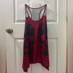 Red glitter skull racer back tank top